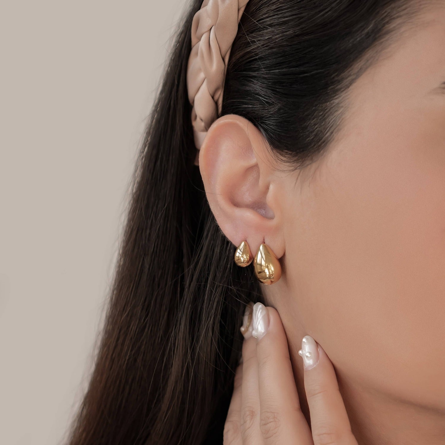 Medium Dome Hoop Earrings Stainless Steel